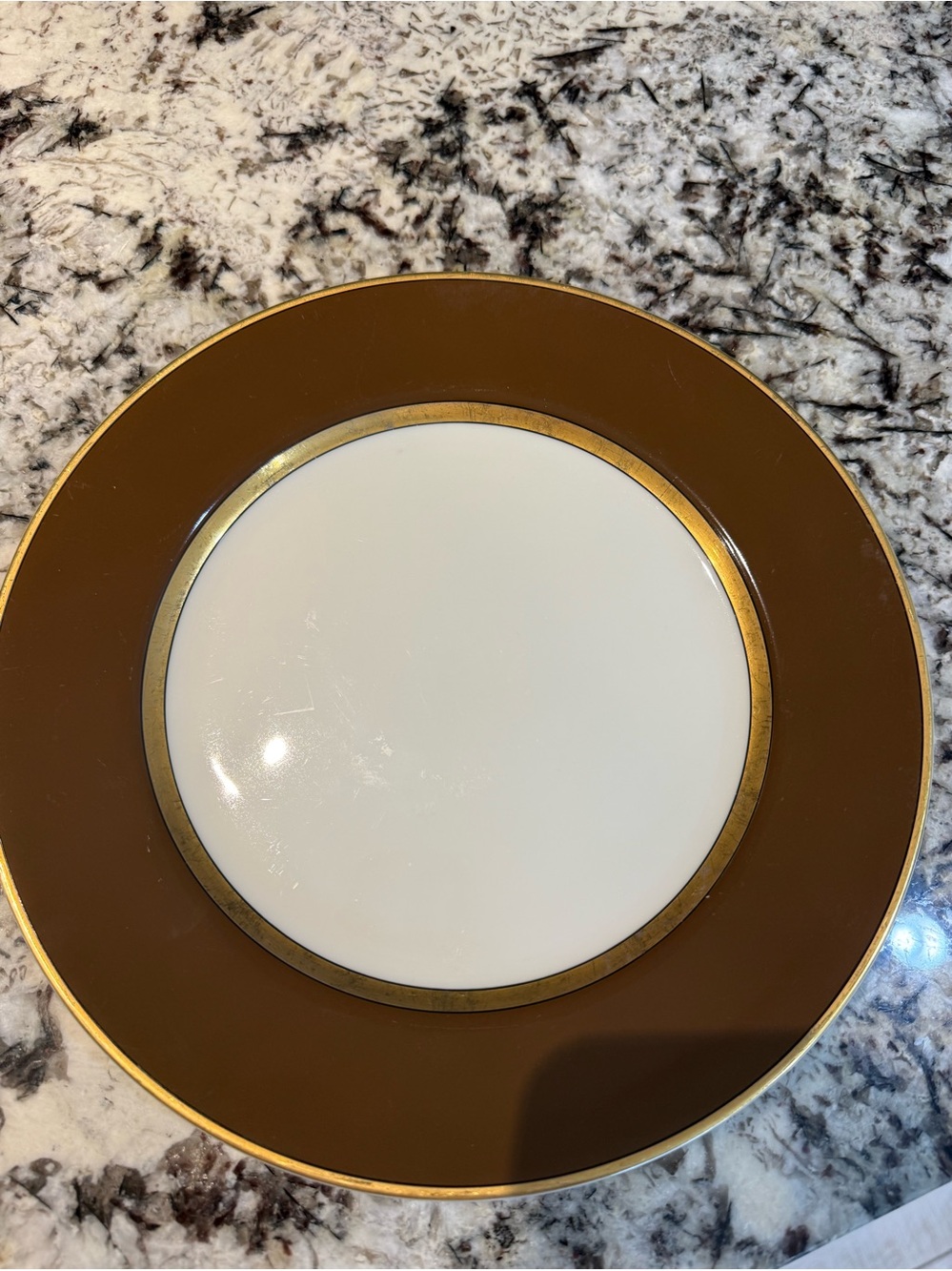 Fitz and Floyd Brown Plate with Gold Trim